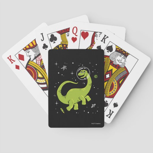 Groene Brontosaurus dinos in de ruimte Pokerkaarten (Achterkant)