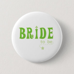 Groene bruid om te worden ronde button 5,7 cm