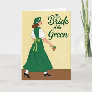 Groene bruid retro stijl kaart