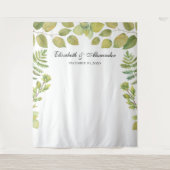 Groene bruiloft achtergrond. Bladerachtergrond Wandkleed (Voorkant)