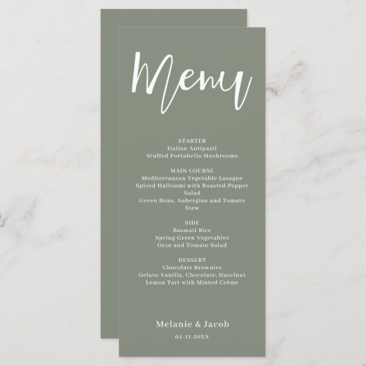 Groene bruiloft Flat Menu (Voorkant / Achterkant)