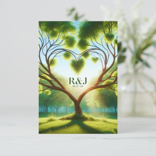 Groene bruiloft RSVP behuizing Kaart (Staand voorkant)