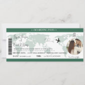 Groene bruiloft uitnodiging Boarding pass ticket (Voorkant)