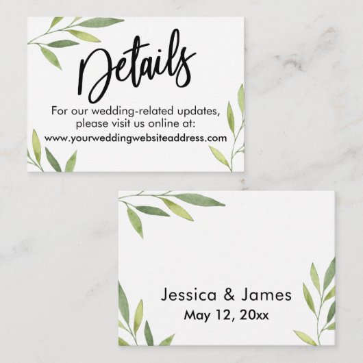 Groene bruiloft - Versluitingskaart Informatiekaartje (Voorkant / Achterkant)