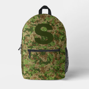 Groene Bruine Camouflage Glitter Camo Monogram Naa Bedrukte Rugzak