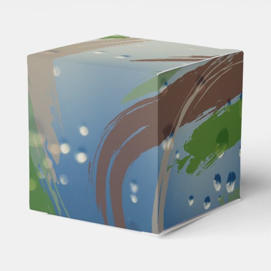 Groene, bruine en beige penseelstreken Favor doos Bedankdoosjes (Achterkant)