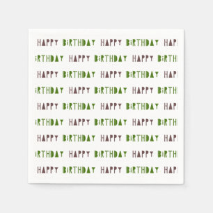 Groene & Bruine Happy Birthday Feestje Servet