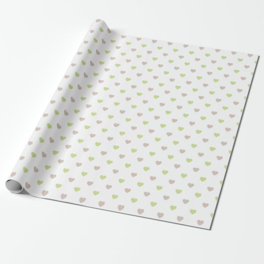 GROENE & BRUINE HARTEN MET WIT CADEAUPAPIER (Uitgerold)