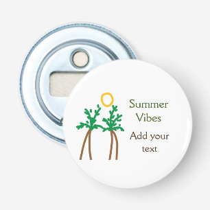 Groene bruine kokospalm zomerstemming voeg je teks button flesopener
