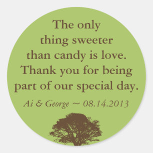 Groene bruineikoldbomen, bruinbruinbruinbruinbruin ronde sticker