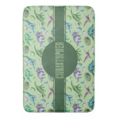 Groene brullende Jurassic Dinosaurus met Naam Badmat (Voorkant Verticaal)