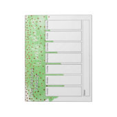 Groene Brushstroke Gold Confetti Weekplanner Notitieblok (Gedraaid)