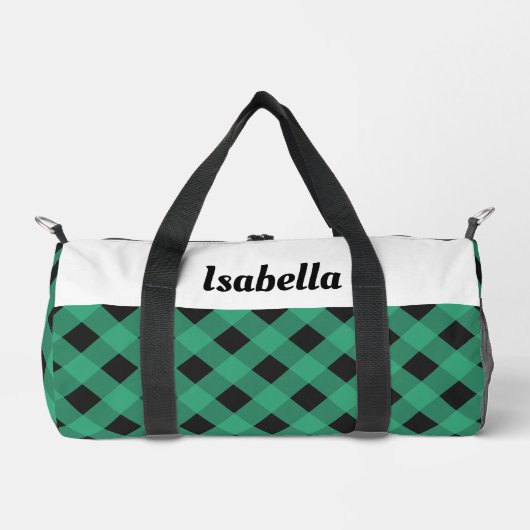 Groene Buffalo Check Patroon Gepersonaliseerd Plunjezak (Voorkant)