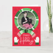 Groene Buffalo Checks Foto Gelukkig Feestdagen Kaart (Voorkant)