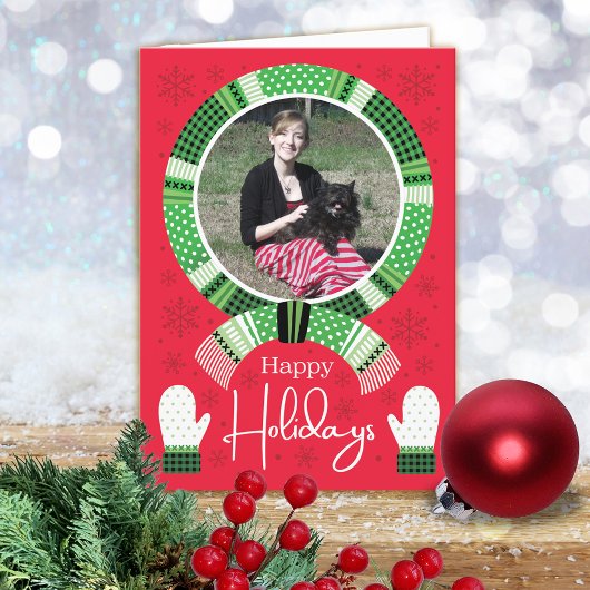 Groene Buffalo Checks Foto Gelukkig Feestdagen Kaart