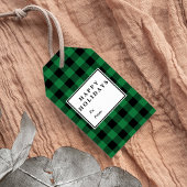 Groene Buffalo met kerstnaam Cadeaulabel