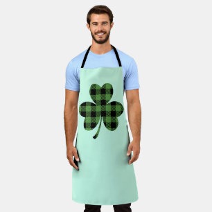 Groene Buffalo Plaid Shamrock Clover Ontwerp-61104 Schort