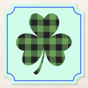 Groene Buffalo Plaid Shamrock Klaverontwerp-61104 Kartonnen Onderzetters