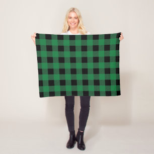 Groene Buffalo Pset Pattern Blanket Fleece Deken