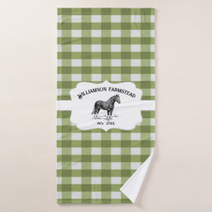 Groene Buffel geruite Boerderij Paardenbadhanddoek Bad Handdoek