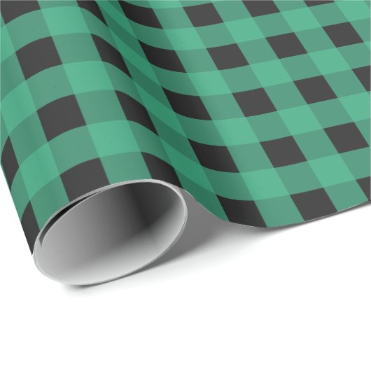 Groene Buffel geruite check patroon Eenvoudig rust Cadeaupapier (Rol Hoek)