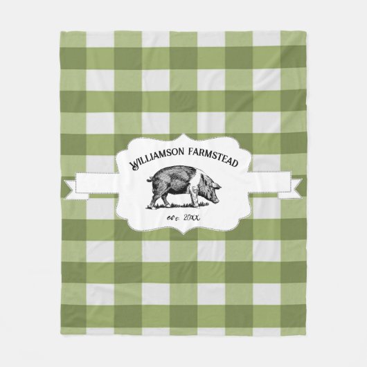 Groene Buffel Plaid Boerderij Varken Fleece Deken (Voorkant)