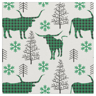 Groene Buffel Plaid Longhorn Patroon Stof