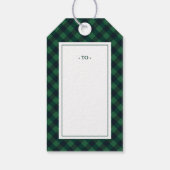 Groene Buffel Plaid Moose Monogram Kerst Cadeaulabel (Achterkant)