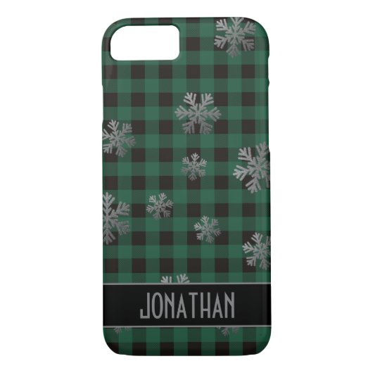 Groene buffels Zilveren Glitter Snowflakes Case-Mate iPhone Case (Achterkant)