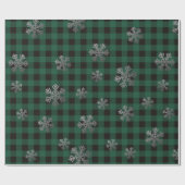 Groene buffelstang en glitter Snowflakes Cadeaupapier (Vlak)