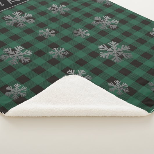Groene buffelstang en glitter Snowflakes Sherpa Deken (3/4)