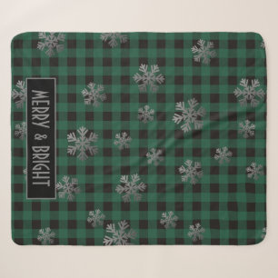 Groene buffelstang en glitter Snowflakes Sherpa Deken