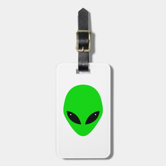 Groene buitenaardse kop bagagelabel (Voorkant verticaal)