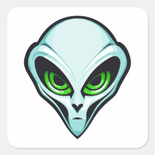 Groene buitenaardse portretkop Logo Vierkante Sticker