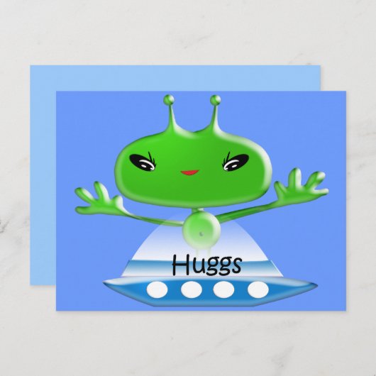 Groene buitenruimtetuigen met ruimtevaartuig briefkaart (Voorkant / Achterkant)