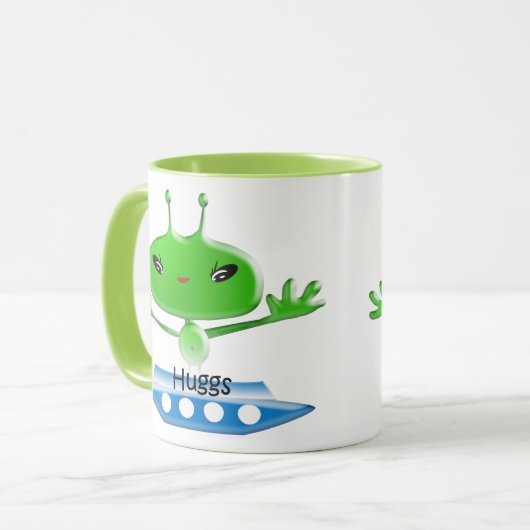 Groene buitenruimtetuigen met ruimtevaartuig mok (Voorkant links)