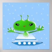 Groene buitenruimtetuigen met ruimtevaartuig poster (Voorkant)