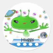 Groene buitenruimtetuigen met ruimtevaartuig ronde sticker (Voorkant)