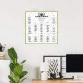 Groene Bumble Bee Damask - u kiest grenskleur Poster (Thuiskantoor)