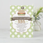 Groene Burger Couples BBQ Baby Shower Invitations Kaart (Staand voorkant)