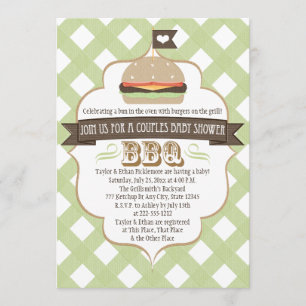 Groene Burger Couples BBQ Baby Shower Invitations Kaart
