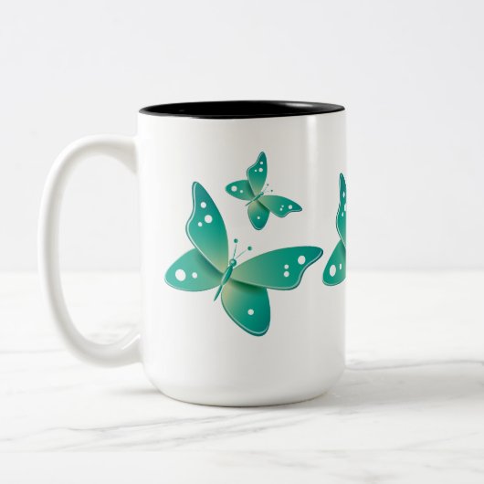 Groene Butterflies Tweekleurige Koffiemok (Links)