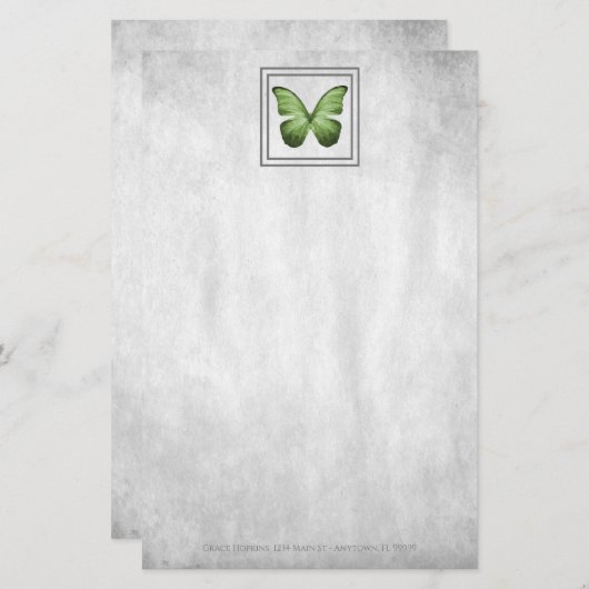 Groene Butterfly - Aangepaste schrijfbenodigdheden Briefpapier (Voorkant / Achterkant)