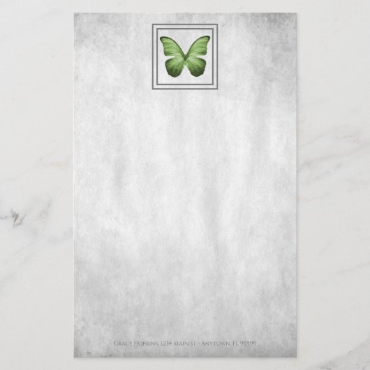 Groene Butterfly - Aangepaste schrijfbenodigdheden Briefpapier (Voorkant)