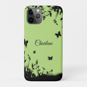 Groene Butterfly Garden Persoonlijke naam iPhone 11 Pro Hoesje