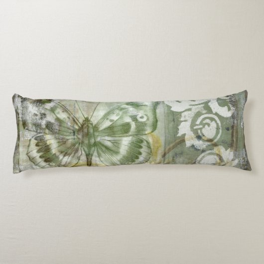 Groene Butterfly Inset with Ironwork Gate Lichaamskussen (Achterkant)