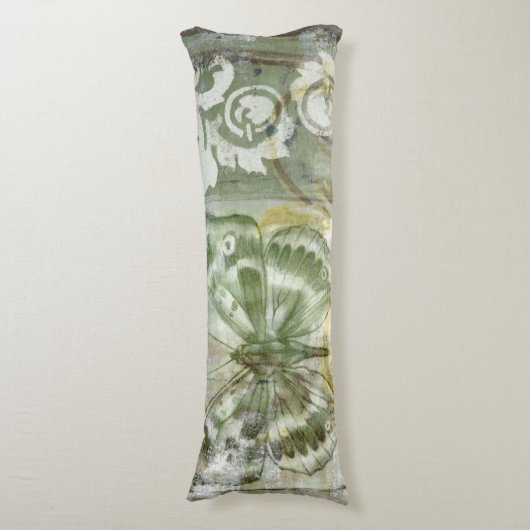 Groene Butterfly Inset with Ironwork Gate Lichaamskussen (Voorkant Verticaal)