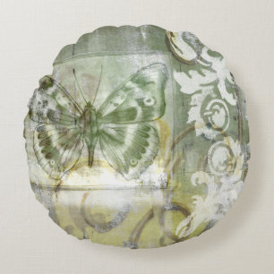 Groene Butterfly Inset with Ironwork Gate Rond Kussen