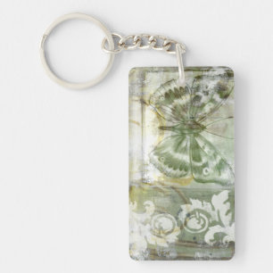 Groene Butterfly Inset with Ironwork Gate Sleutelhanger