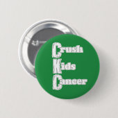 Groene Button "Crush Kinder Cancer" (Voorkant /achterkant)